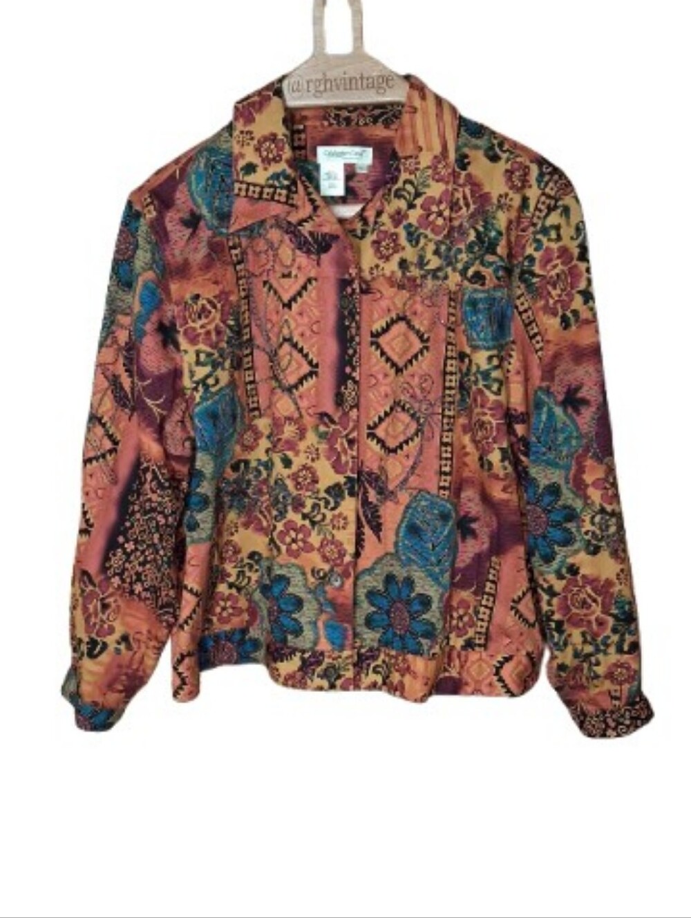 Coldwater Creek Southwest Floral Jacket XL Cotton